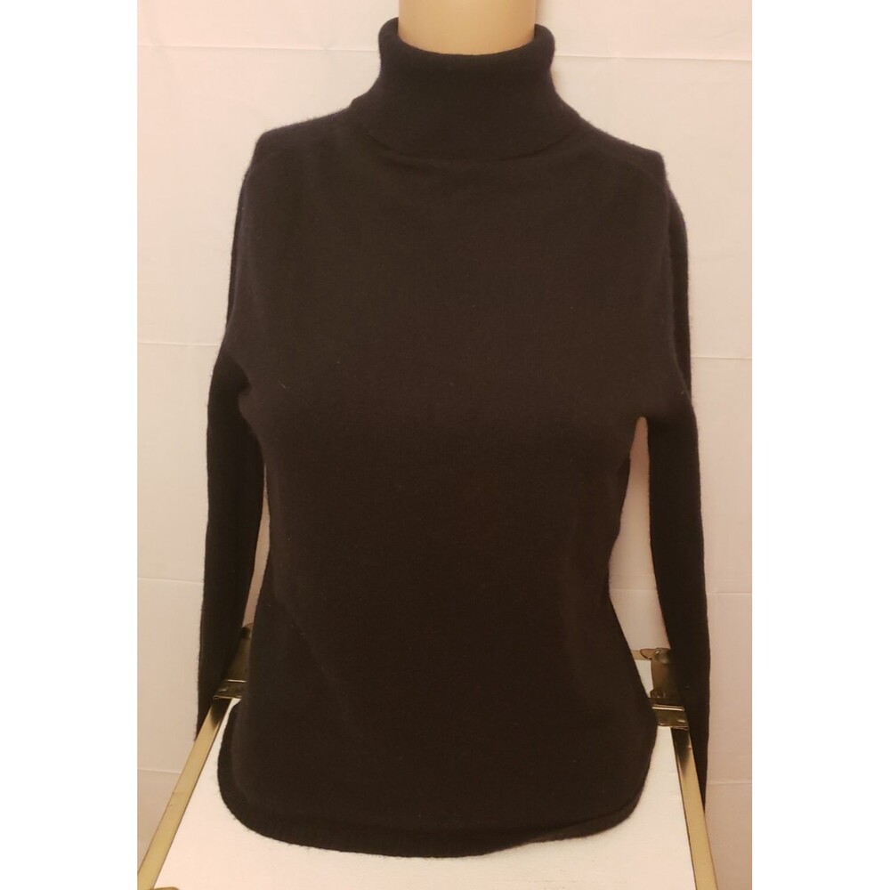 Women’s State Ments 100% Cashmere Black Turtleneck Sweater Medium Pre-Owned Exc